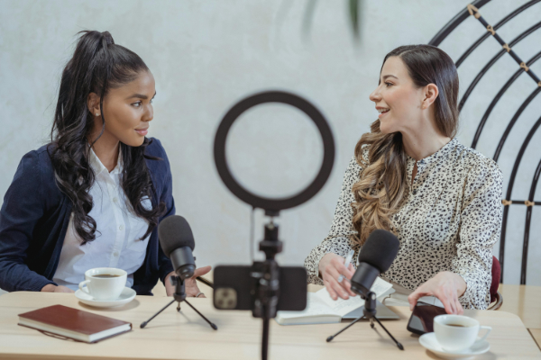 A business owner woman in a recorded interview