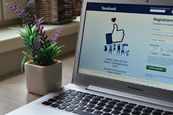 Facebook background web page on a computer