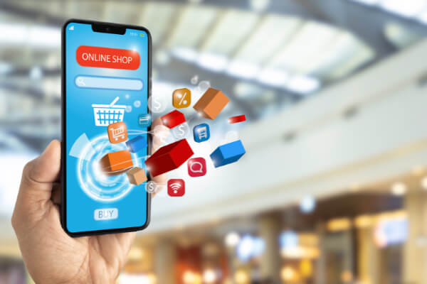 Online shop icons in a mobile