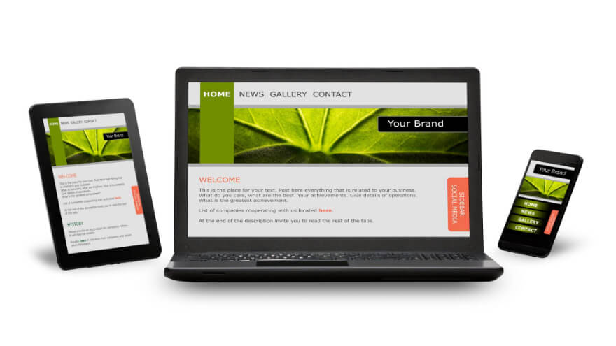 A showcase of a responsive website on multiple devices